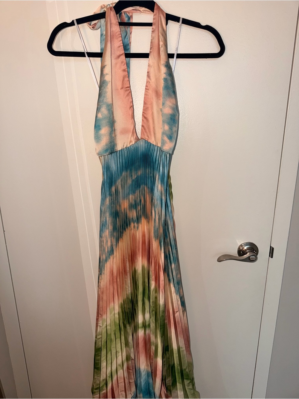 Lulus Tie-Dye Halter Pleated One-Piece Dress - Multicolor